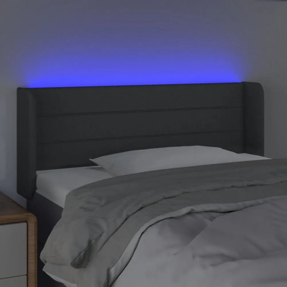 sötétszürke szövet LED-es fejtámla 83 x 16 x 78/88 cm