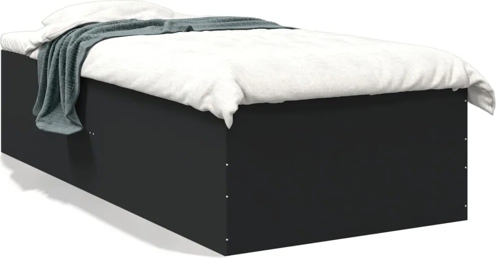 vidaXL fekete szerelt fa ágykeret 75 x 190 cm