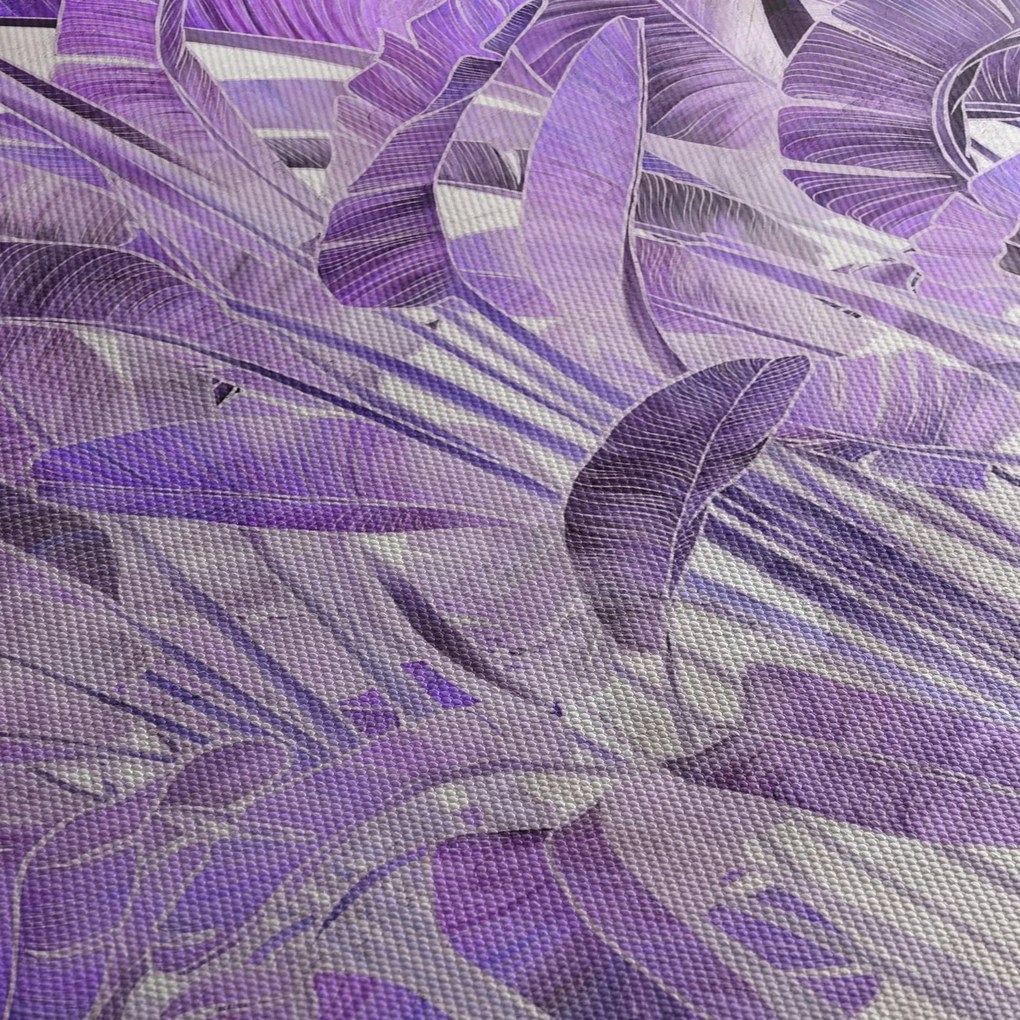 Kép - Lila levelek vakolatban (120x50 cm)