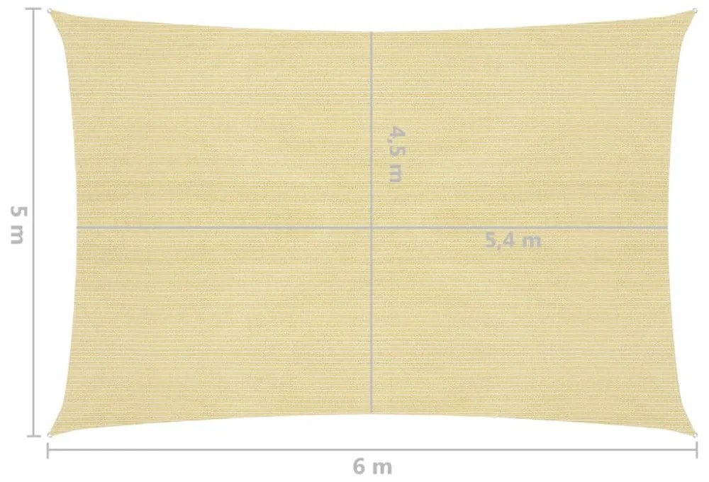 bézs HDPE napvitorla 160 g/m² 5 x 6 m