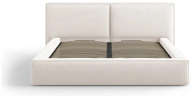 Bézs kárpitozott franciaágy tárolóhellyel, ágyráccsal 180x200 cm Arendal – Cosmopolitan Design