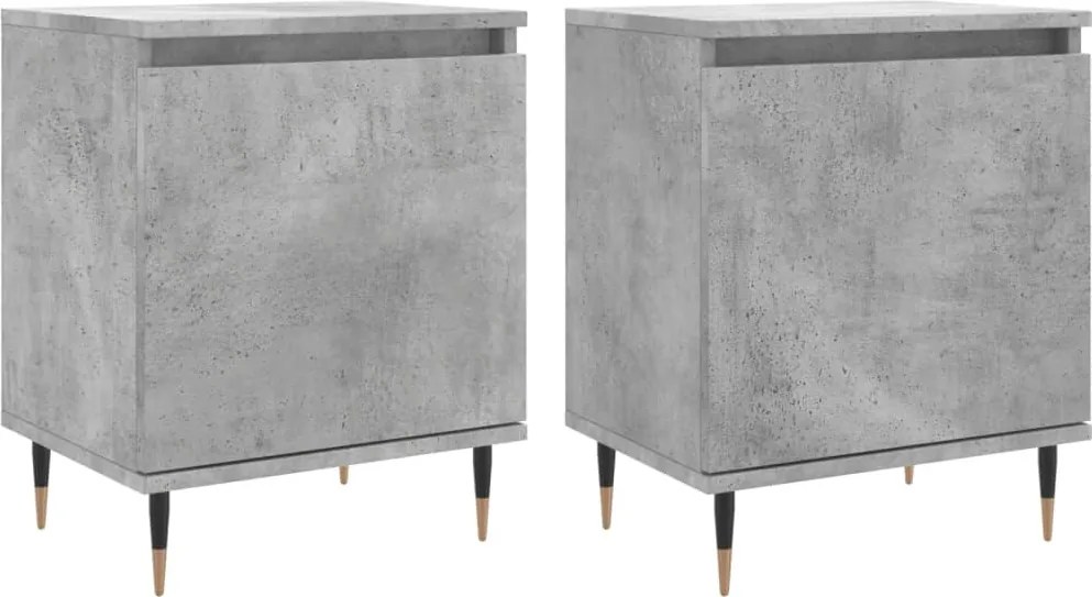 vidaXL 2 db betonszürke szerelt fa éjjeliszekrény 40x30x50 cm