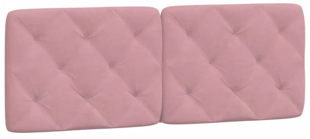 rózsaszín bársony ágykeret LED-ekkel matrac nélkül 120 x 200 cm