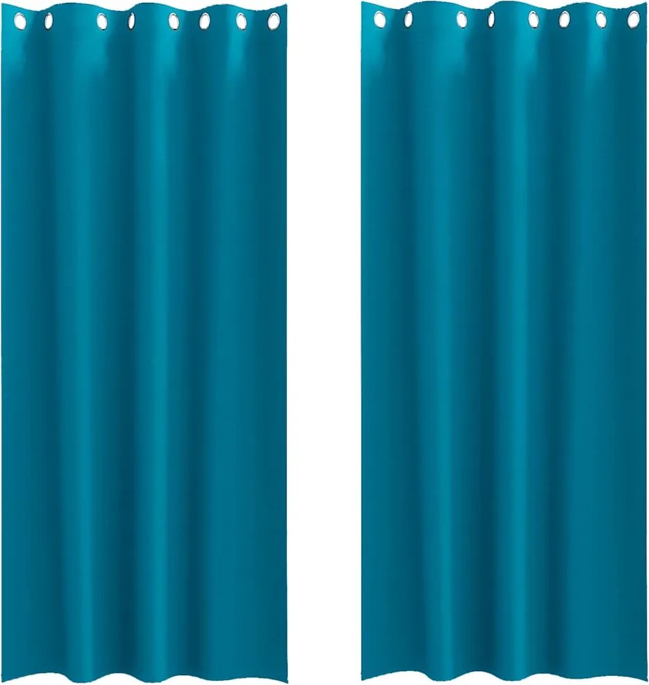 vidaXL Fekete Függöny Gyűrűkkel 2 pcs Türkiz 245 x 140 cm Poliészter