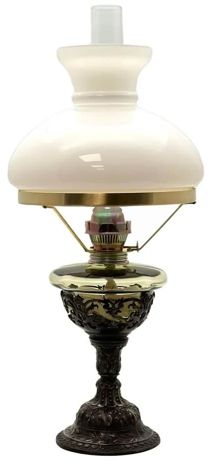 Petroleumlámpa RŰZENA 50 cm erdőzöld, ón díszítéssel