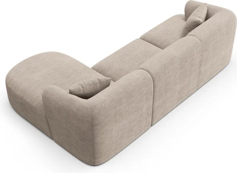 Világosbarna kordbársony sarokkanapé (jobb oldali-heverő résszel) Campi – Cosmopolitan Design