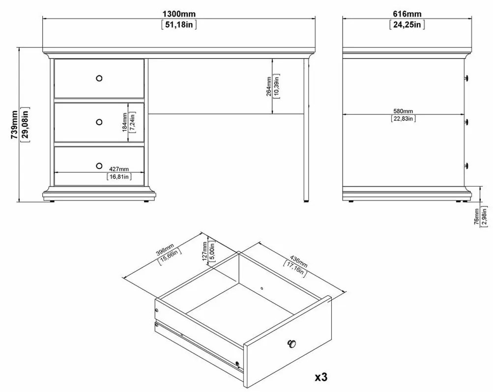 Provence íróasztal, szürke