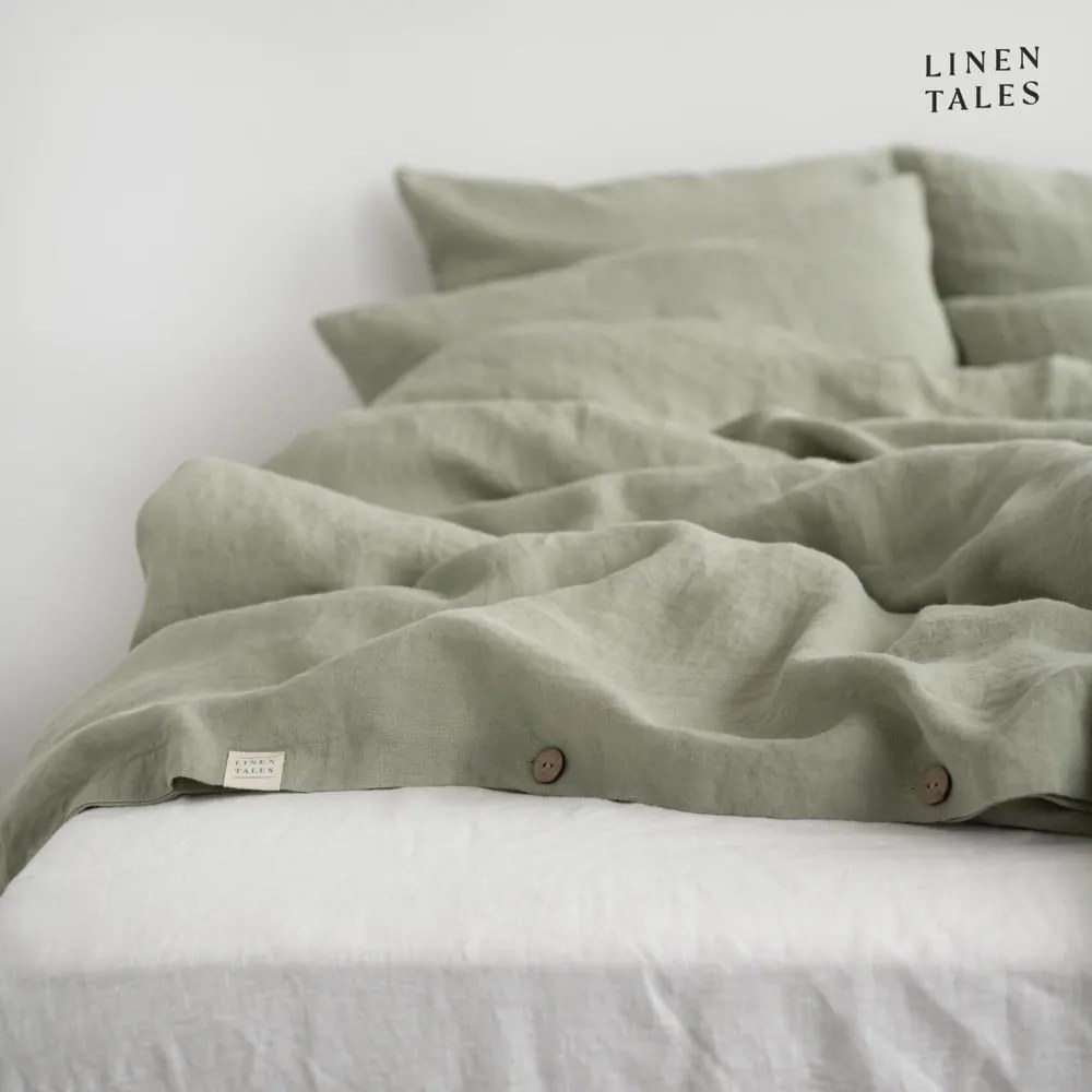 Világoszöld egyszemélyes len ágyneműhuzat 140x200 cm – Linen Tales