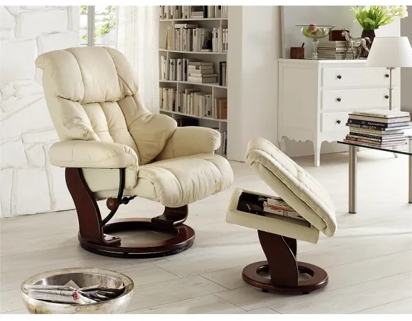 Állítható fotel HABI krémszínű/dió