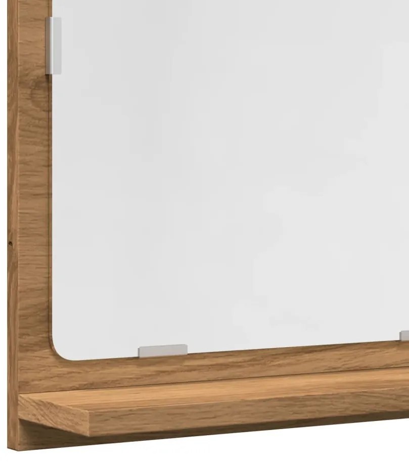 kézműves tölgy szerelt fa tükrös fürdőszobaszekrény 40x11x37 cm