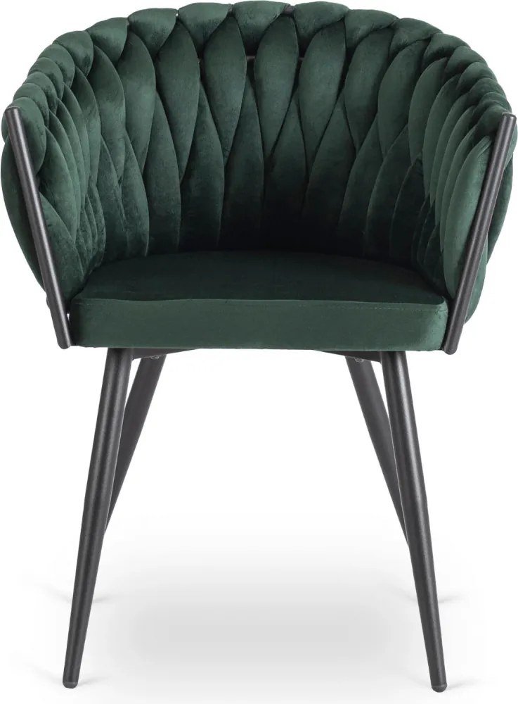 Krzesło ELENA Zielone Plecione Welurowe