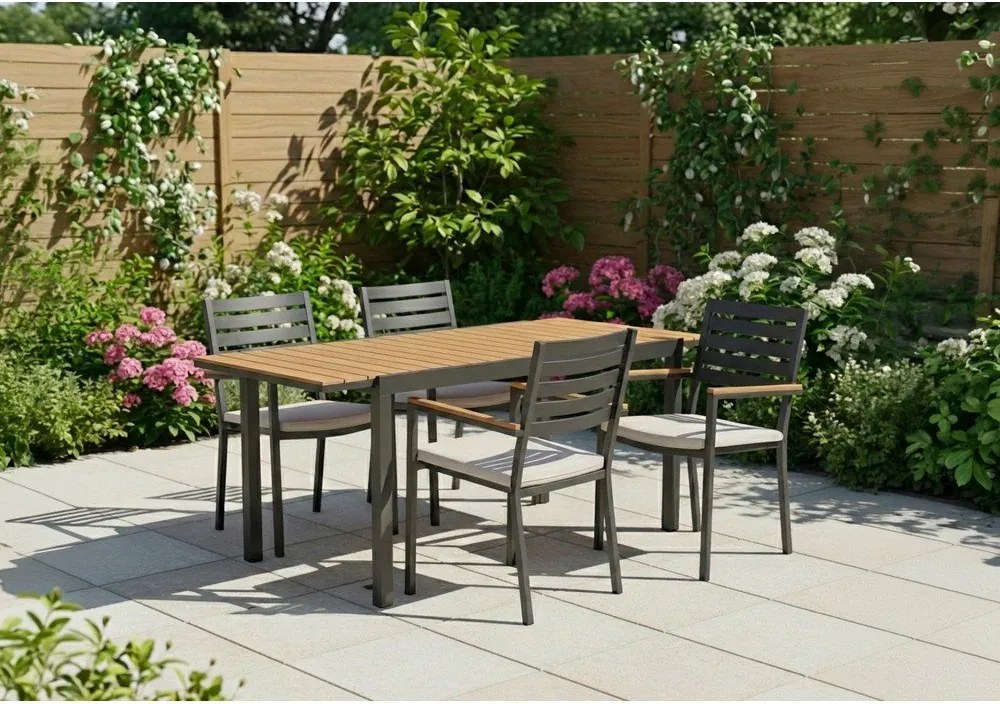 Antracitszürke fém kerti szék szett 4 db-os Henna – Bizzotto