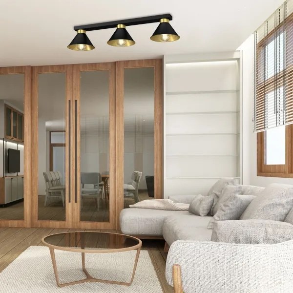 Spotlámpa DEMET 3xE27/60W/230V fekete/arany