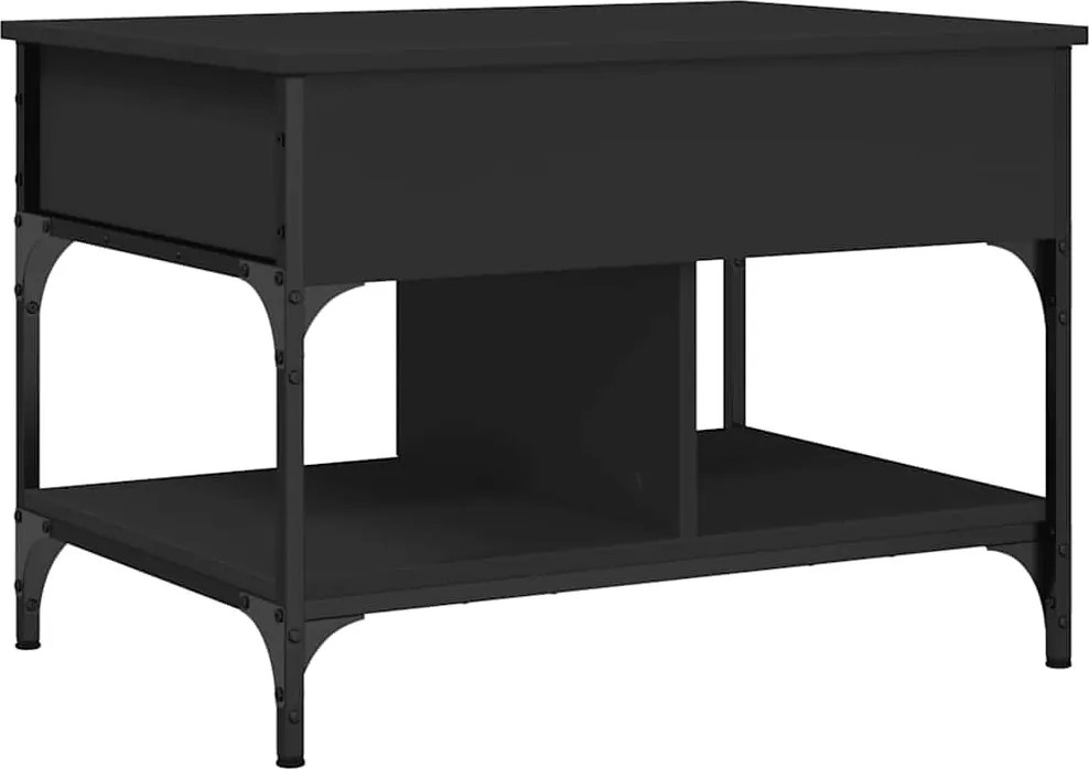 vidaXL fekete szerelt fa és fém dohányzóasztal 70 x 50 x 50 cm