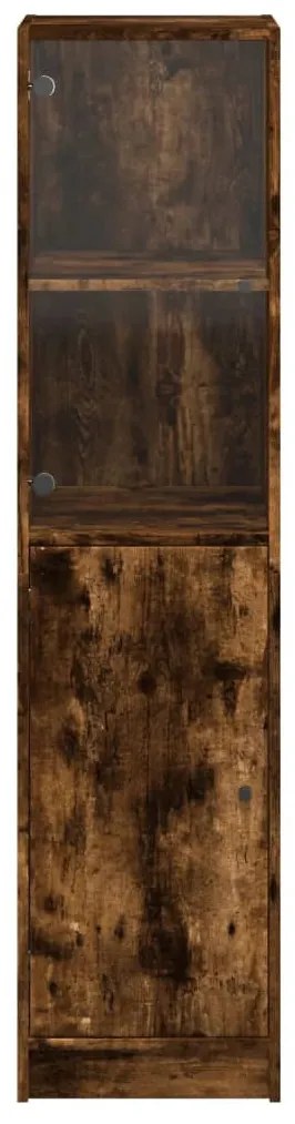 füstös tölgy színű magasszekrény üvegajtóval 35 x 37 x 142 cm
