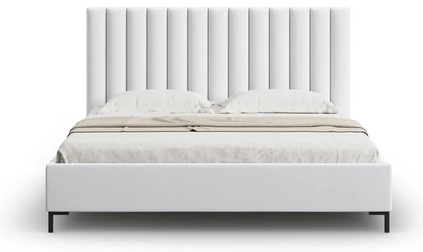 Világosszürke kárpitozott ágyneműtartós franciaágy ágyráccsal 160x200 cm Casey – Mazzini Beds