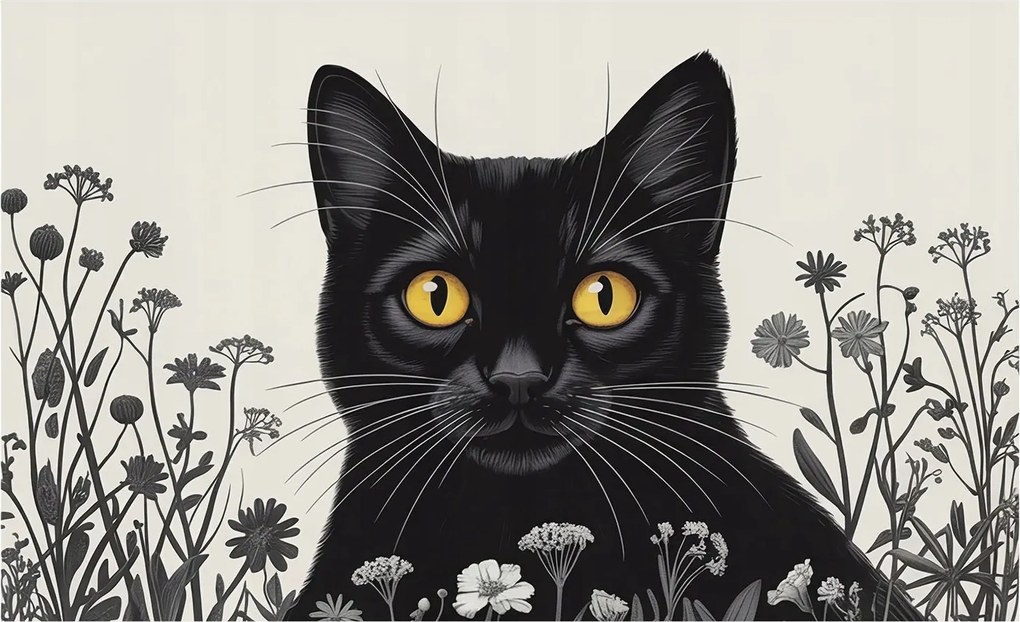 Dekoratív Fotótapéta Hálószoba Virágok macska 416x254 Ragasztó