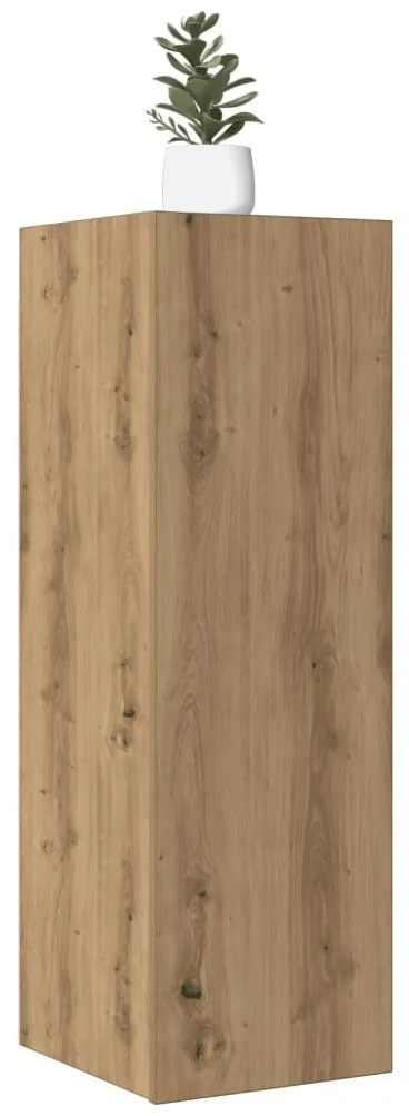 2 db kézműves tölgy színű szerelt fa TV-szekrény 30,5x30x90 cm