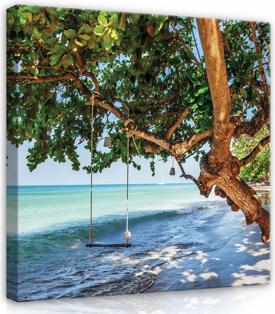 Vászonkép 50x50 Trópusi sziget tengerpart tenger óceán pálmafa pihenés nyár napsütés