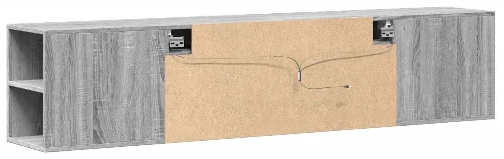 szürke sonoma színű fali TV-szekrény LED-del 180 x 31 x 39,5 cm