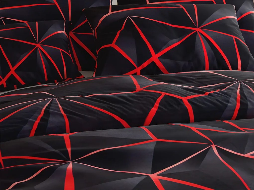 Pamut ágynemű PENELOPE PIROS fekete Ágyneműhuzat mérete: 70 x 90 cm | 140 x 200 cm