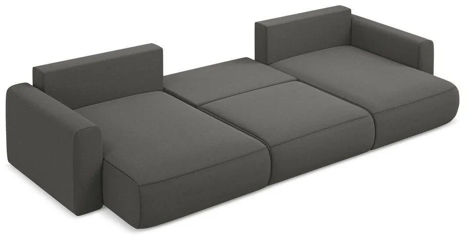Sötétszürke bársony kinyitható-tárolóhelyes (U alakú) sarokkanapé Kapua – Makamii