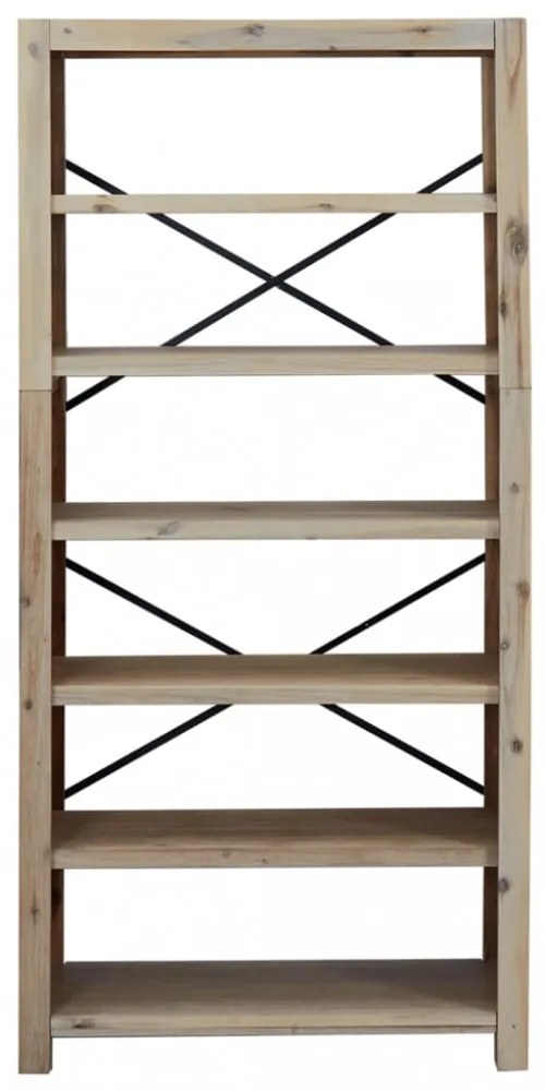 6 szintes tömör akácfa könyvespolc 80 x 30 x 170 cm
