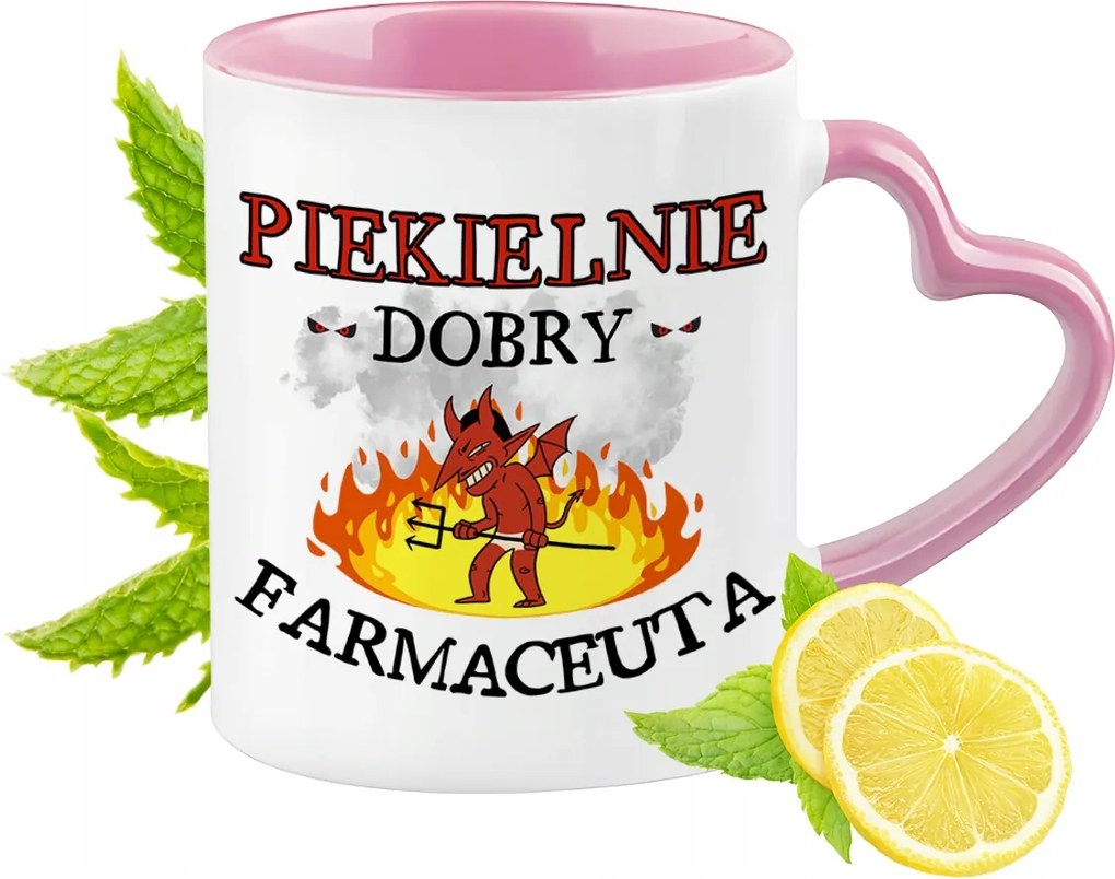 Gyógyszerész Bögre Rózsaszín Szív Alakú Füllel Kávé Ajándék