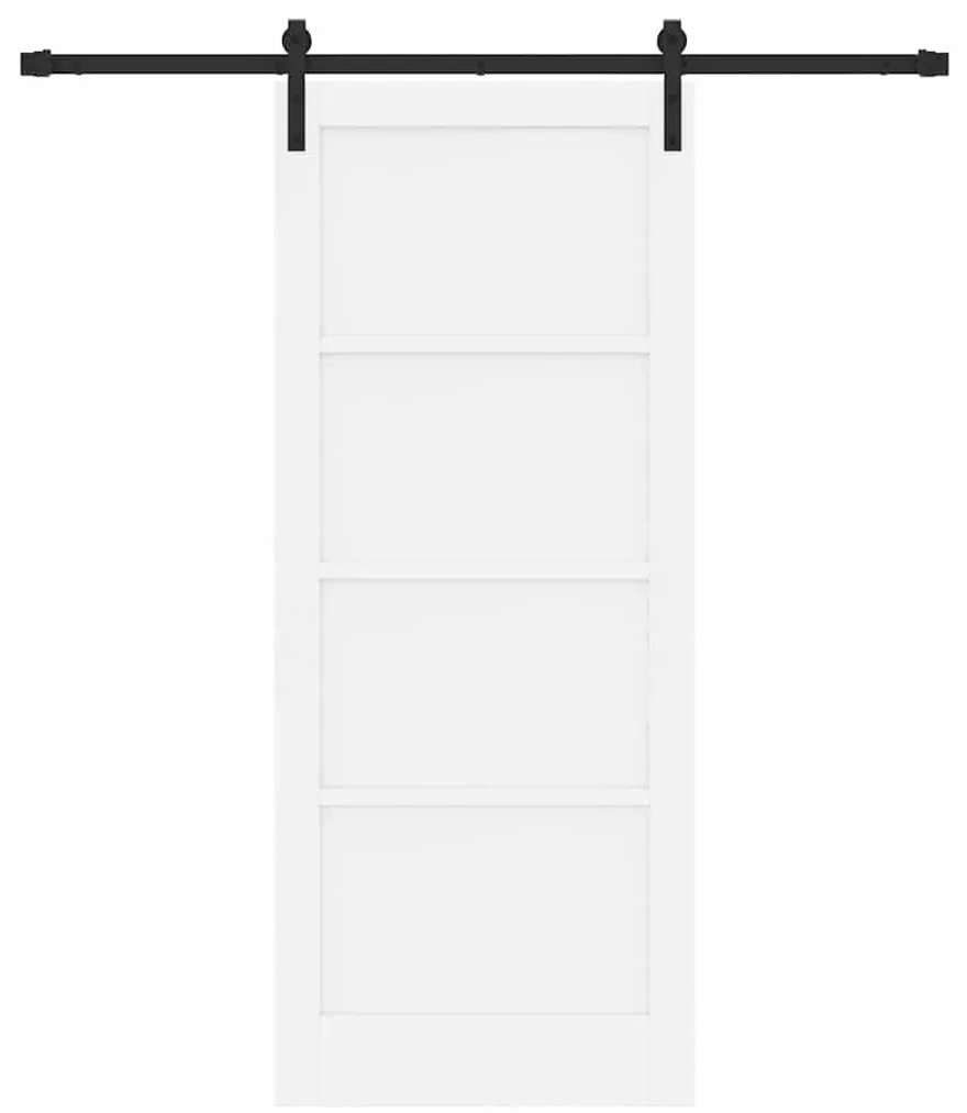Csúszó Ajtó Fehér és fekete 83 x 202 cm Tömör fenyő és acél