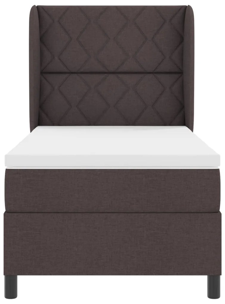 Boxspring Ágy Mattal Sötétbarna Színben, 90x200 cm, Anyag