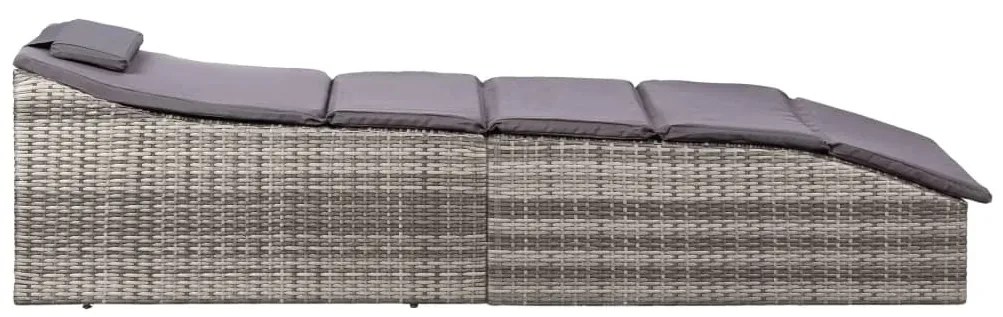 Szürke polyrattan napozóágy párnával