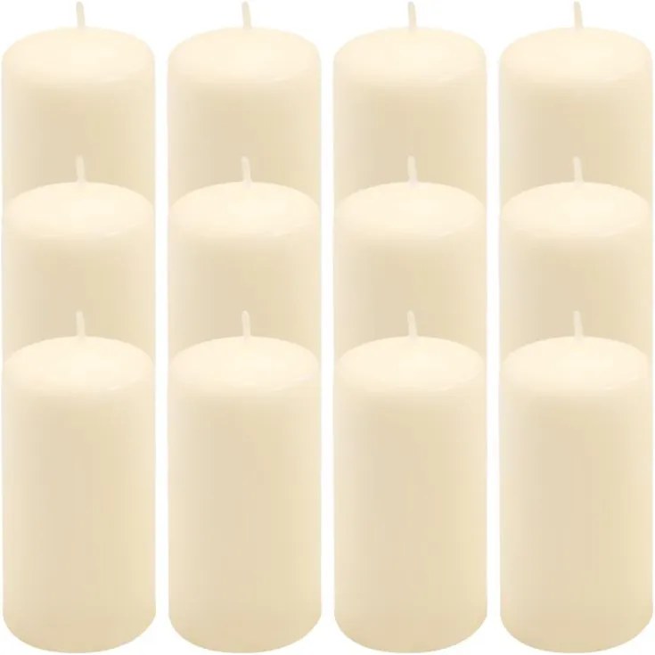 Oszlopos gyertya készlet 11,5 cm Ø 6 cm 12 db krém