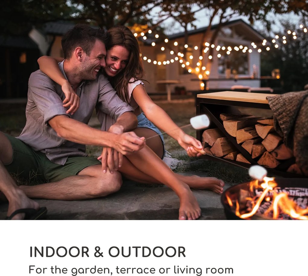 Blumfeldt Kindlewood L Black, fa állvány, pad, 104 × 40 × 35 cm, bambusz, cink