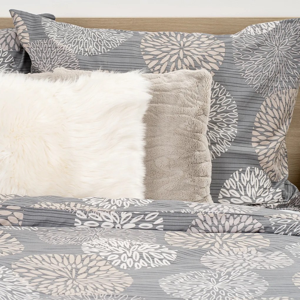 4Home Grey Petals pamut ágyneműhuzat, 160 x 200 cm, 70 x 80 cm, 160 x 200 cm, 70 x 80 cm