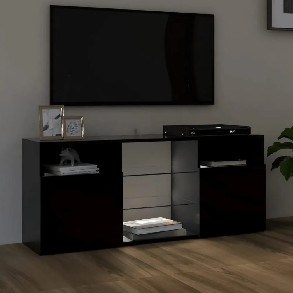 fekete TV-szekrény LED-lámpákkal 120 x 30 x 50 cm