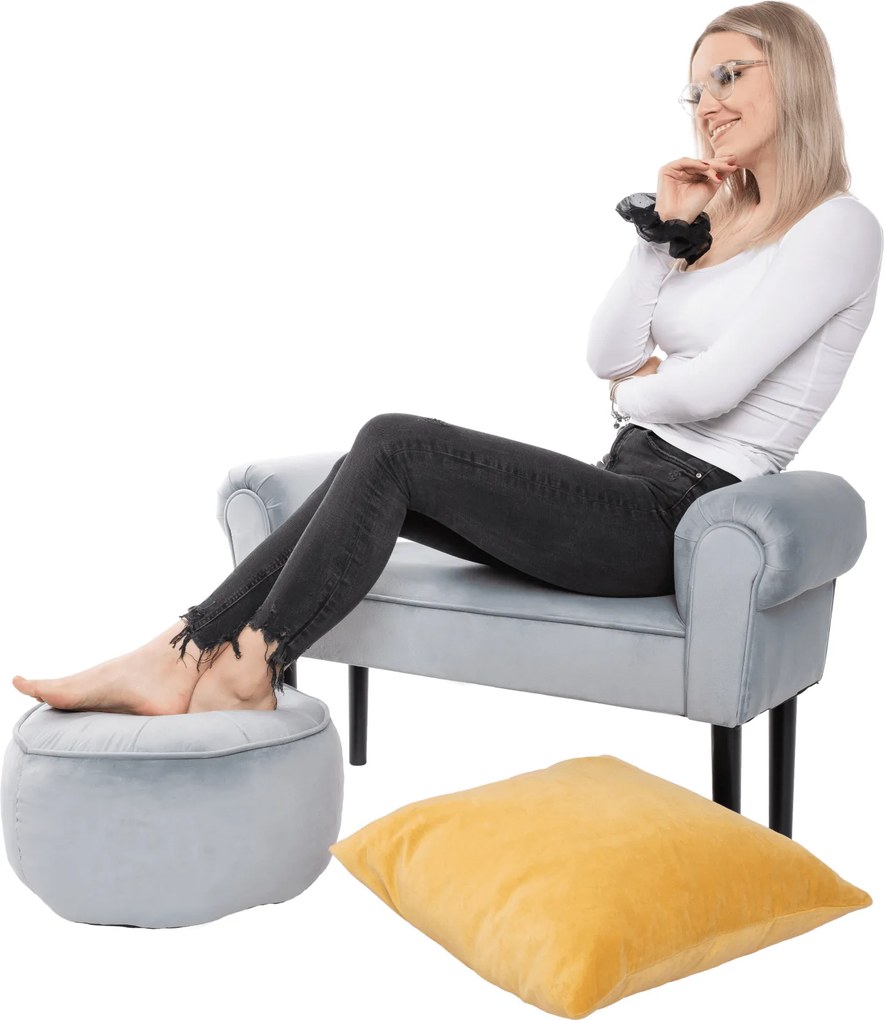 Lóca, Velvet szövet, világosszürke /fekete, BURDA
