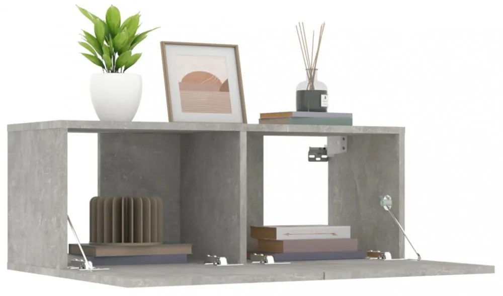 2 db betonszürke szerelt fa TV-szekrény 80 x 30 x 30 cm