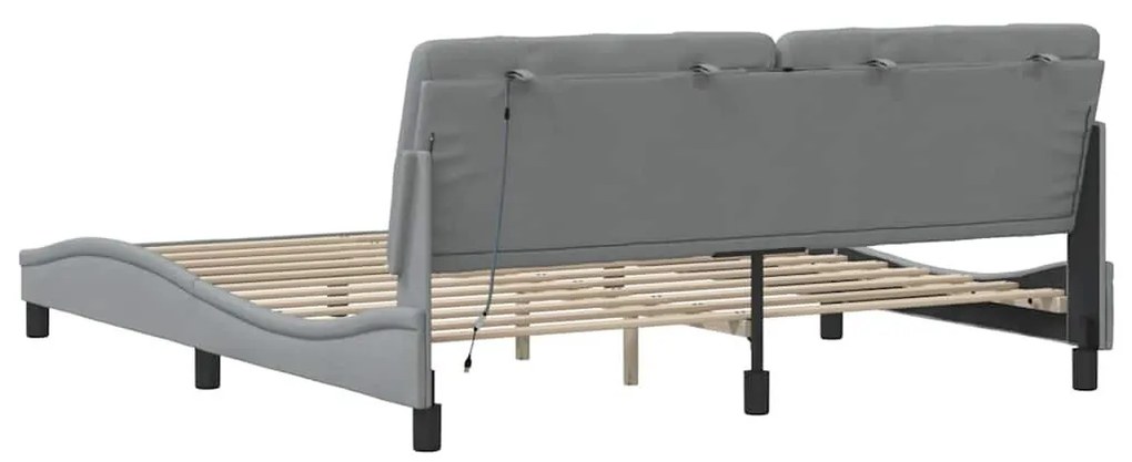 világosszürke szövet ágykeret LED-es matrac nélkül 180 x 200 cm