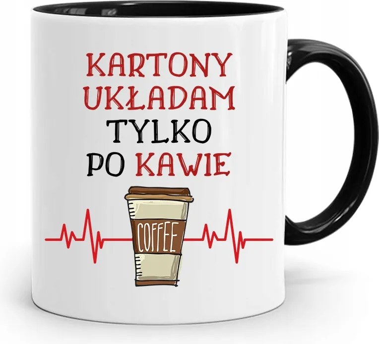 Fekete Bögre Raktárosnak Csak Kávé Után, fényképes nyomattal