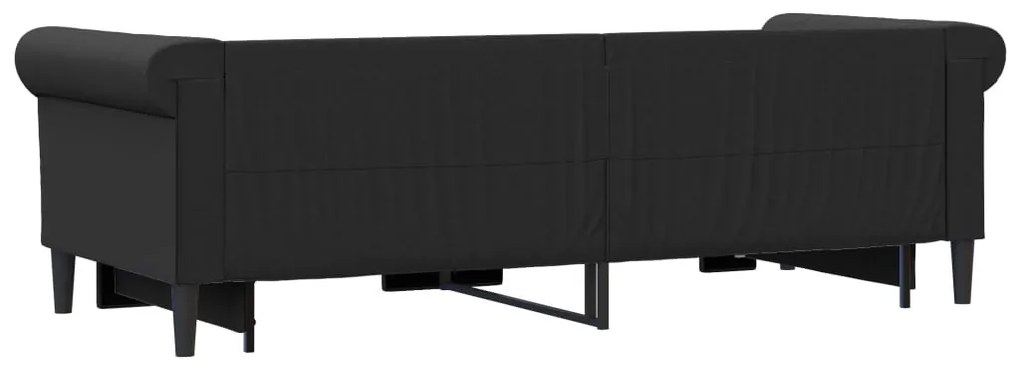 fekete kihúzható műbőr heverő 90 x 200 cm