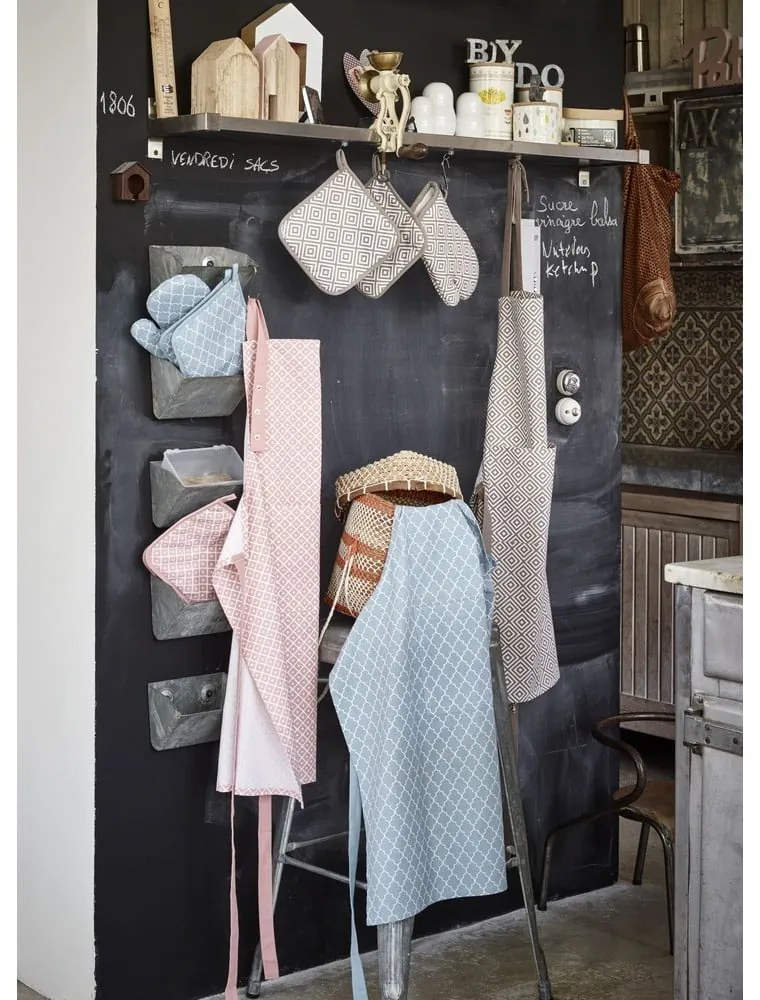 Arabesk világoskék pamut konyhai kötény - Tiseco Home Studio