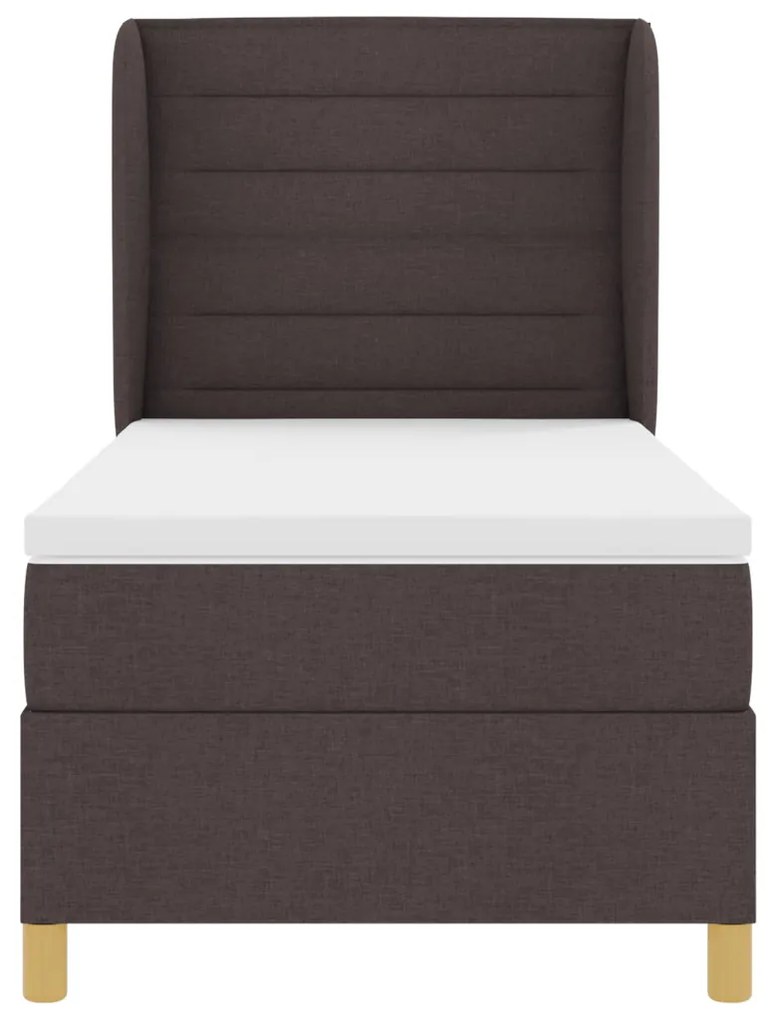 Boxspring Ágy Matrac nélkül Sötétbarna, 90x200 cm, Szövet