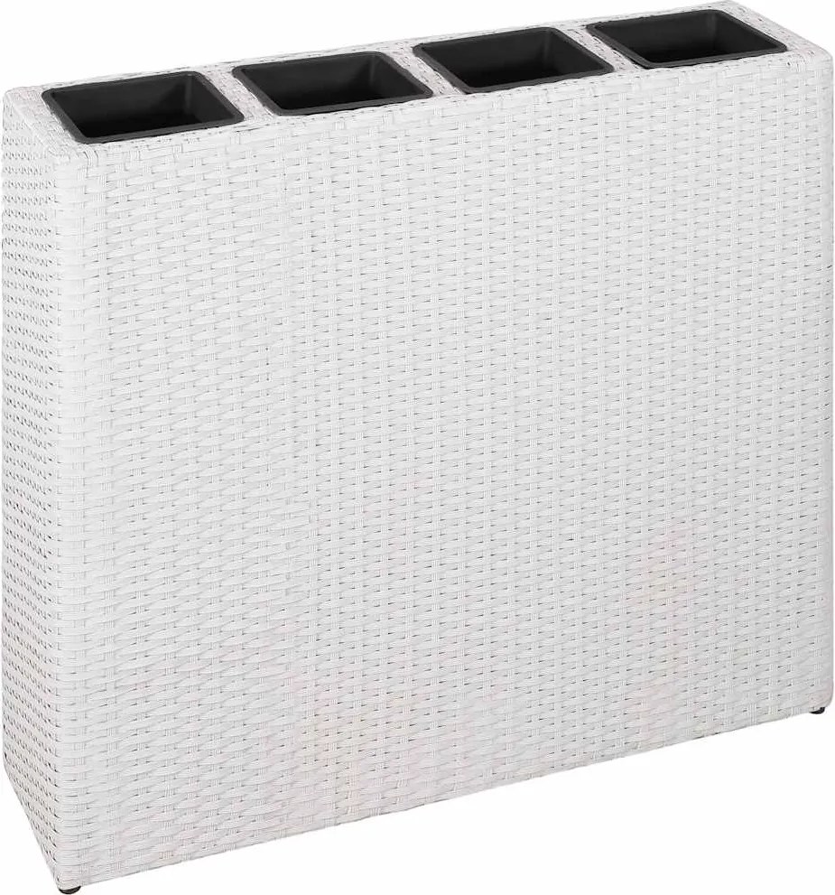 vidaXL fehér polyrattan kerti magaságyás 4 kaspóval