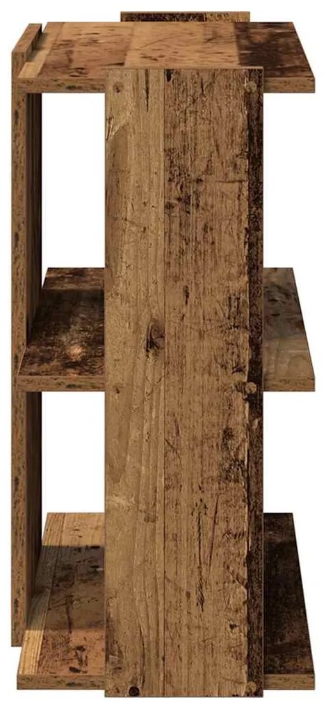 3 szintes antik fa szerelt fa könyvespolc 60 x 30 x 60 cm