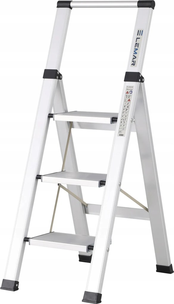 Háztartási létra 3 lépcsős alumínium összecsukható Slim Space Lemar 030103