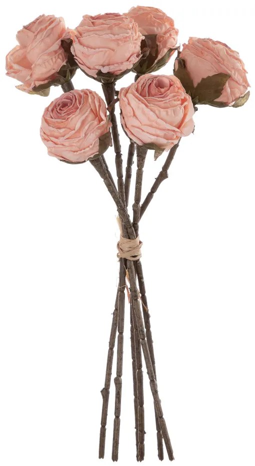 Rózsa selyemvirág csokor, 6 szálas,magasság: 31cm - Pezsgő