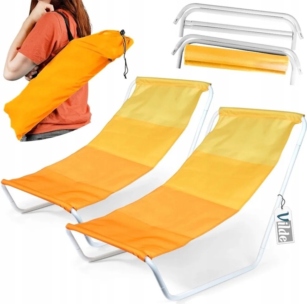 2x Kerti Strand Napozóágy kemping összecsukható hordozható fotel