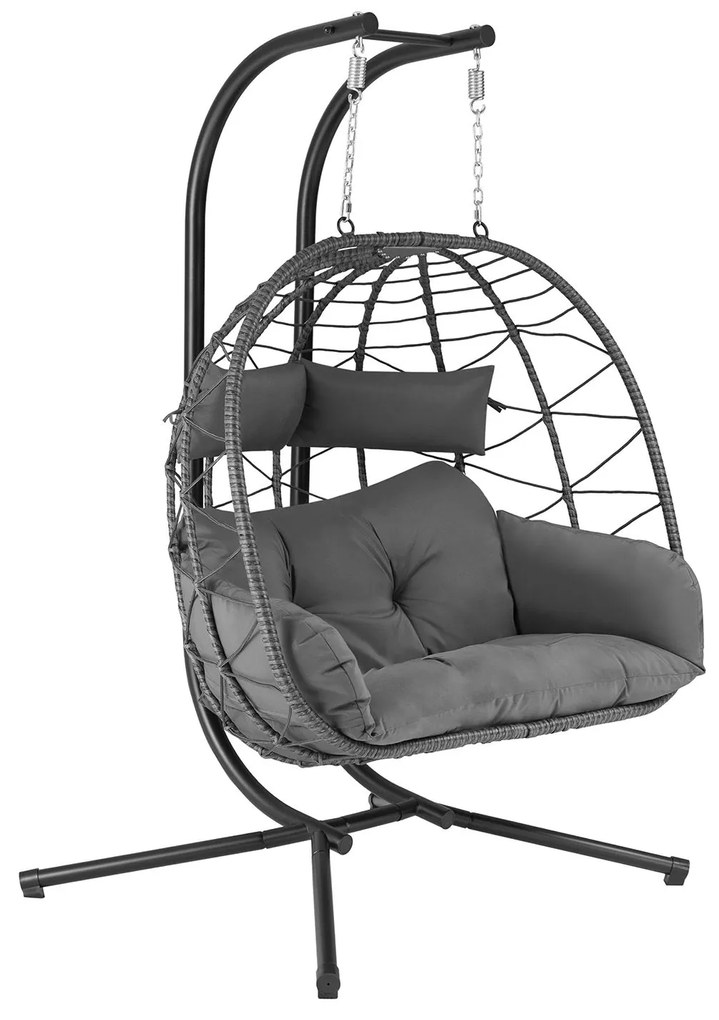 Juskys Rattan függő dupla fotel Aria - sötétszürke