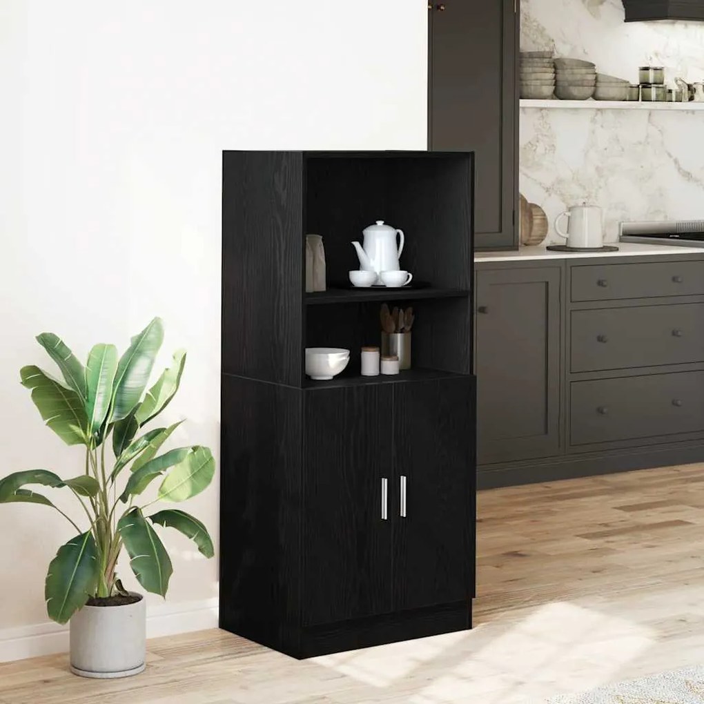 vidaXL fekete szerelt fa konyhaszekrény 57 x 41,5 x 131,5 cm