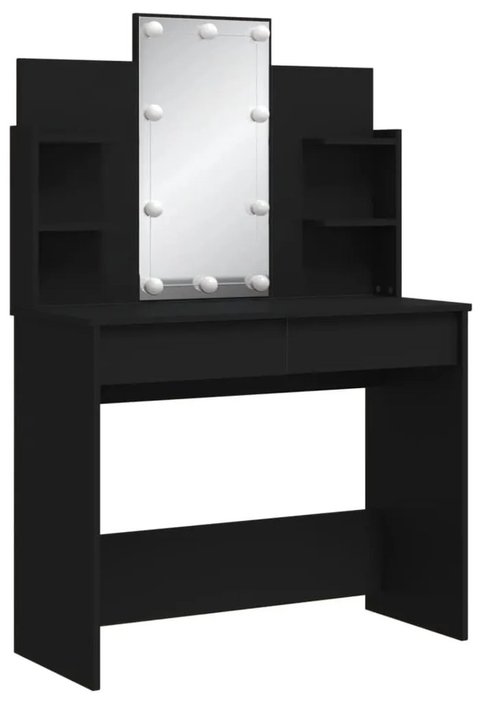 fekete fésülködőasztal LED-del 96x40x142 cm
